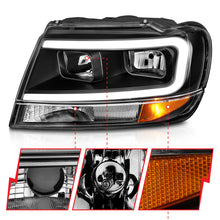 Load image into Gallery viewer, ANZO 99-04 Jeep Grand Cherokee Crystal Headlights - w/ Light Bar Black Housing - GTR Auto