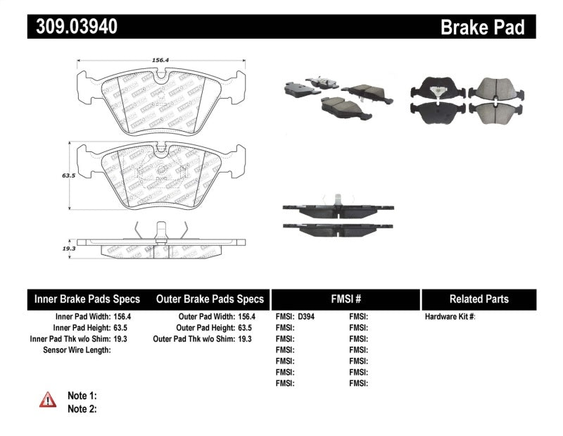 StopTech 95-99 BMW M3 / 01-07 M3 E46 / 89-93 M5 / 98-02 Z3 M series / 93-95 530 Front Brake Pads - GTR Auto