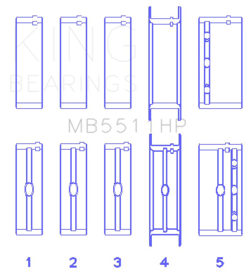 King Engine Bearings GM 326/350/389/400 w/ 3in Main (Size .020) Main Bearing Set