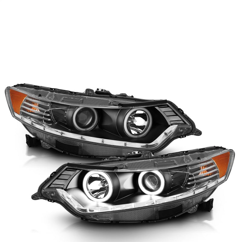 ANZO 2009-2012 Acura TSX Projector Headlights w/ Halo Black (CCFL) (HID Compatible) - GTR Auto