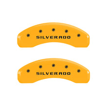Load image into Gallery viewer, MGP 4 Caliper Covers Engraved Front &amp; Rear Silverado Yellow finish black ch - GTR Auto