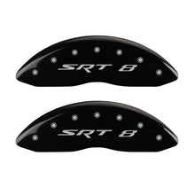 Load image into Gallery viewer, MGP 4 Caliper Covers Engraved Front &amp; Rear SRT8 Black finish silver ch - GTR Auto
