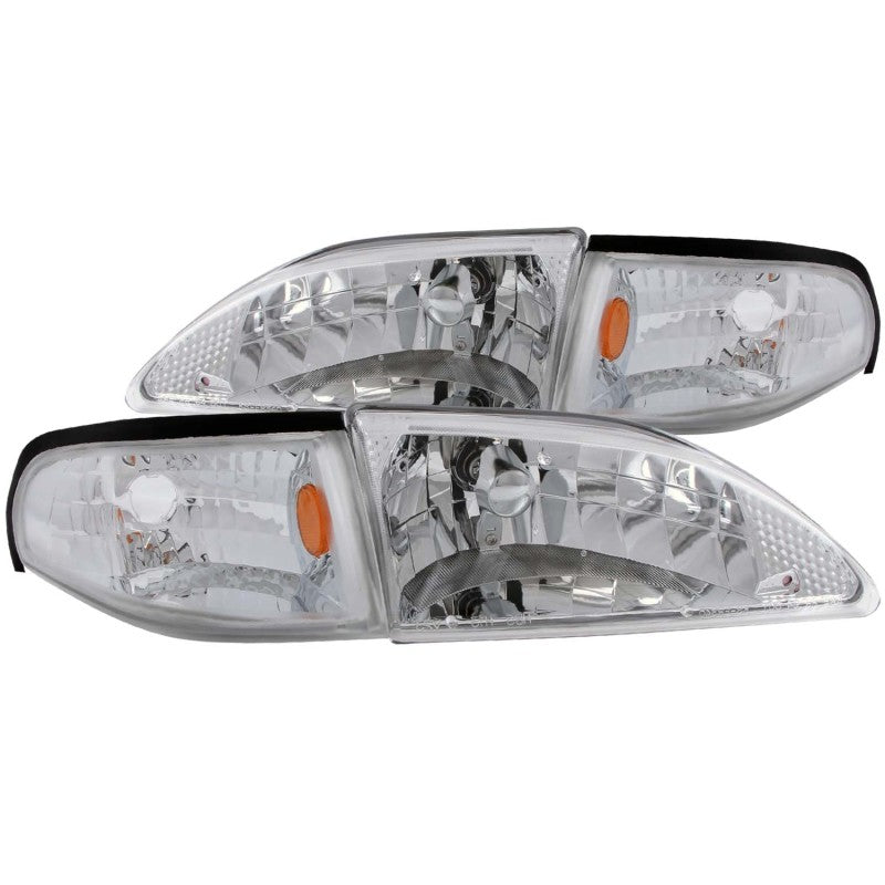 ANZO 1994-1998 Ford Mustang Crystal Headlights Chrome - GTR Auto