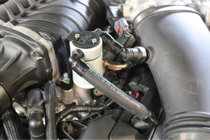 J&L 11-17 Ford Mustang GT (w/Roush/VMP Supercharger) Driver Side Oil Separator 3.0 - Clear Anodized - GTR Auto