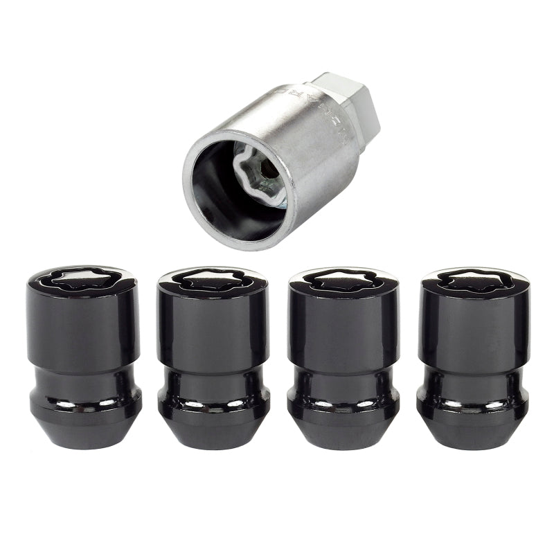 McGard Wheel Lock Nut Set - 4pk. (Cone Seat) 1/2-20 / 3/4 & 13/16 Dual Hex / 1.28in. Length - Black - GTR Auto