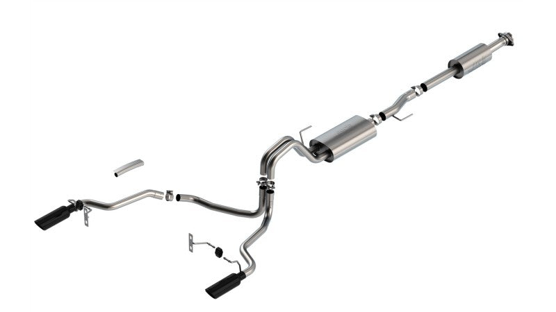 Borla F-150 2021 2.7L/3.5L 4dr CC SB EC STB Lar/KingR/Plnm/LTD 3/2.25 SRE CB Touring BLK CHR Tips - GTR Auto