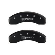 Load image into Gallery viewer, MGP 4 Caliper Covers Engraved Front &amp; Rear GM Style/Hybrid Red finish silver ch 34004SHYBRD