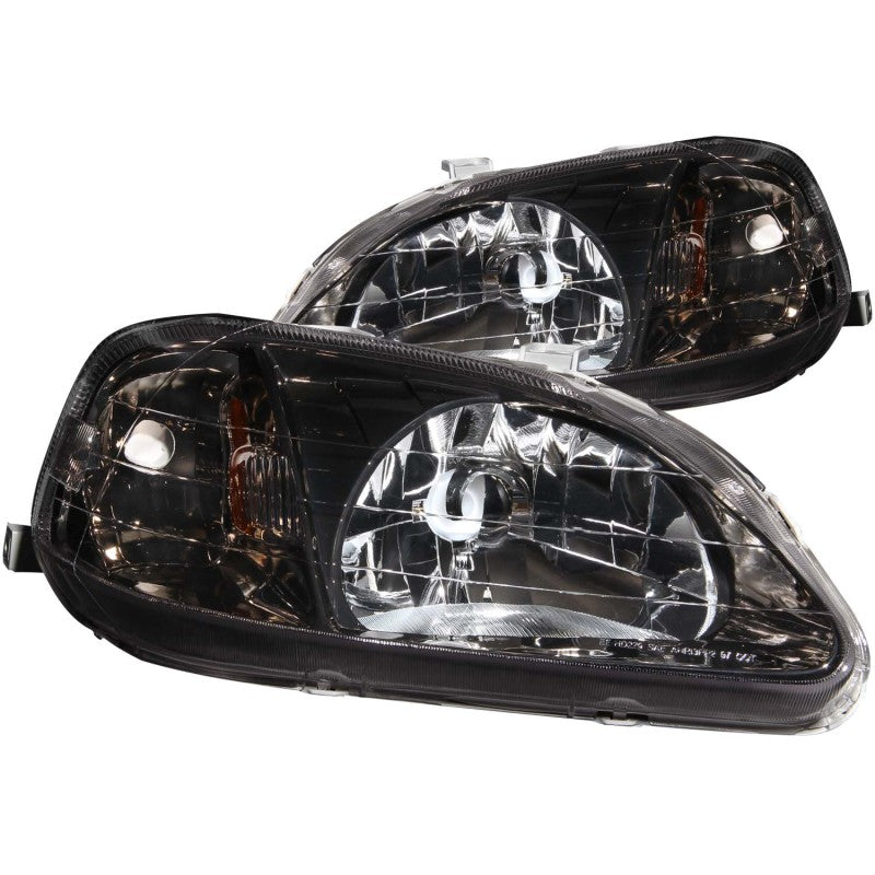 ANZO 1999-2000 Honda Civic Crystal Headlights Gun-Metal Gray - GTR Auto