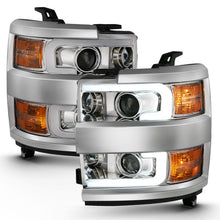Load image into Gallery viewer, ANZO 2015-2016 Chevrolet Silverado Projector Headlights w/ Plank Style Design Chrome w/ Amber - GTR Auto