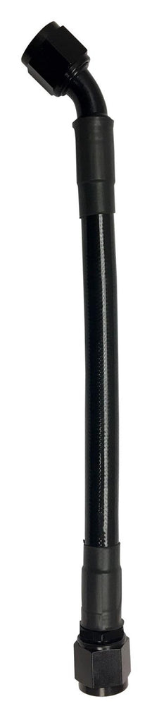 Fragola -10AN Ext Black PTFE Hose Assembly Straight x 45 Degree 84in 6029-1-4-84BL