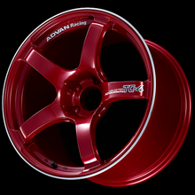 Load image into Gallery viewer, Advan TC4 18x10 +25 5x114.3 Racing Candy Red and Ring Wheel