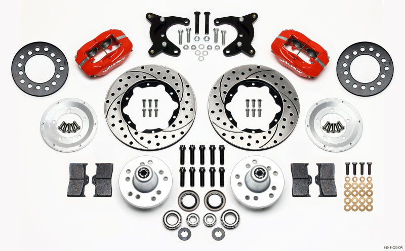 Wilwood Forged Dynalite Front Kit 11.00in Drilled Red 65-72 CDP A Body - 10in Drum - GTR Auto