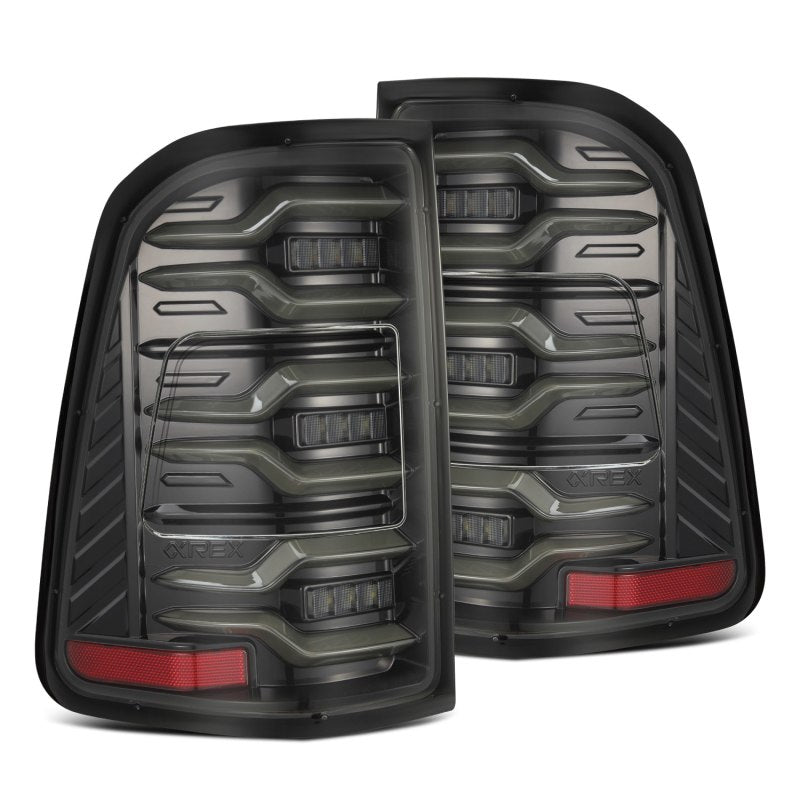 AlphaRex 19-21 Dodge Ram 1500 Luxx-Series LED Tail Lights Alpha-Black w/Activ Light/Seq Signal - GTR Auto