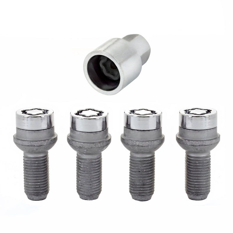 McGard Wheel Lock Bolt Set - 4pk. (Radius Seat) M14X1.5 / 17mm Hex / 27.0mm Shank Length - Chrome - GTR Auto