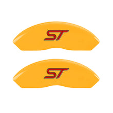 Load image into Gallery viewer, MGP 4 Caliper Covers Engraved Front &amp; Rear No Bolts/St Yellow Finish Black Char 2018 Ford Fusion