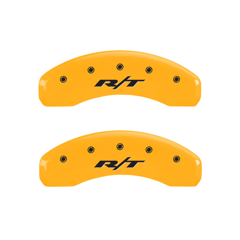MGP 4 Caliper Covers Engraved Front & Rear RT Yellow finish black ch - GTR Auto