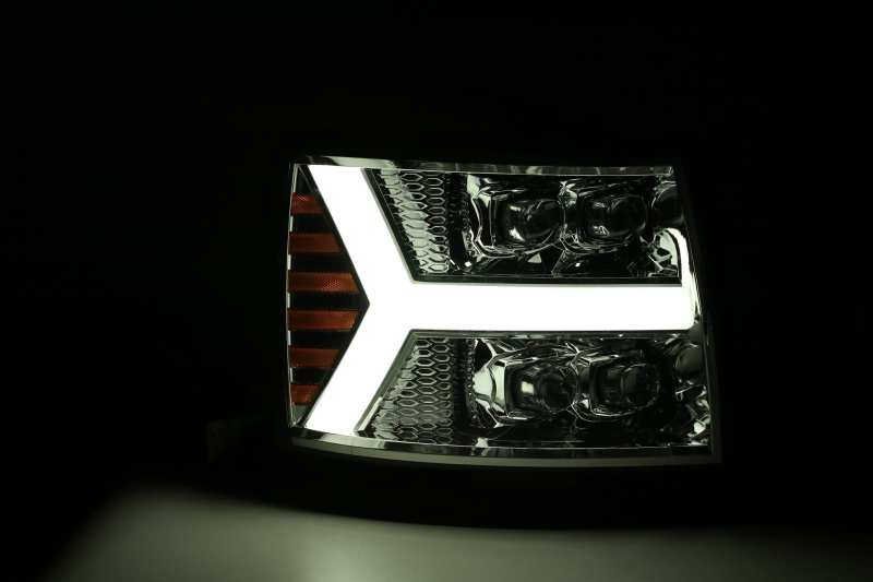 AlphaRex 07-13 Chevy 1500HD NOVA LED Proj Headlights Plank Style Chrm w/Activ Light/Seq Signal - GTR Auto