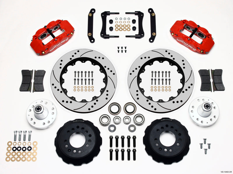 Wilwood Narrow Superlite 6R Front Hub Kit 14.00in Drill Red 79-81 Camaro - GTR Auto