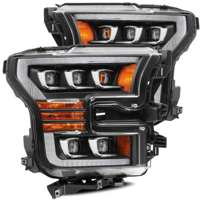 AlphaRex 17-20 Ford Raptor NOVA LED Proj Headlights Plank Style Matte Black w/Activ Light/Seq Signal - GTR Auto