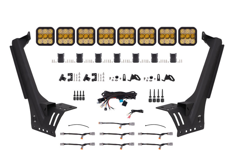 Diode Dynamics Jeep JL SS5 Pro CrossLink Windshield - Yellow Combo Lightbar Kit - GTR Auto