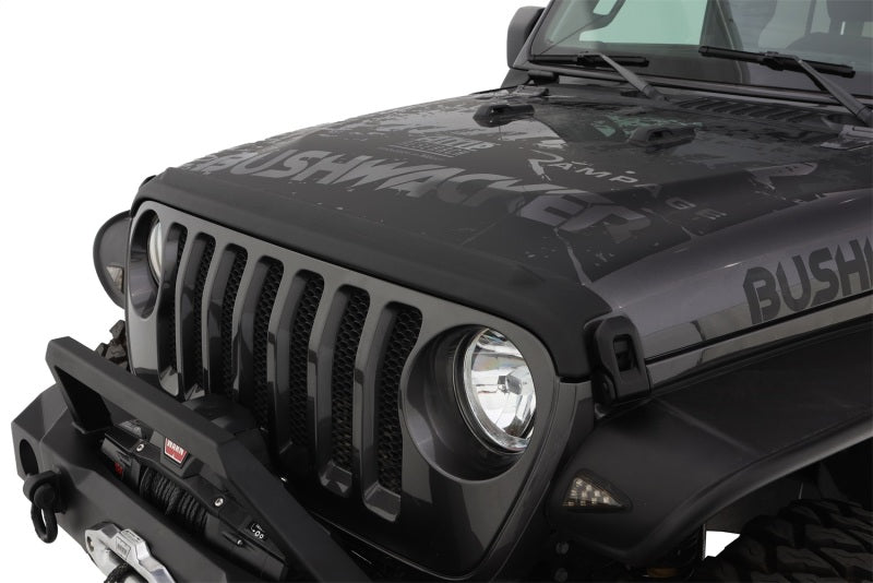 Bushwacker 18-19 Jeep Wrangler Rubicon/Sport//Unlimited/Sport S Hood Stone Guard- Black - GTR Auto