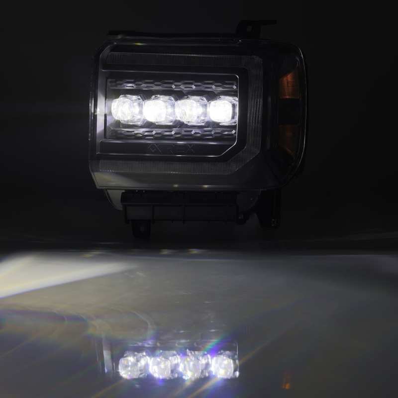 AlphaRex 14-18 GMC Sierra NOVA LED Proj Headlights Plank Style Black w/Activ Light/Seq Signal/DRL - GTR Auto