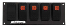 Load image into Gallery viewer, Moroso Rocker Switch Panel - Flat Surface Mount - LED - 2.488in x 6.695in - Five On/Off Switches 74186