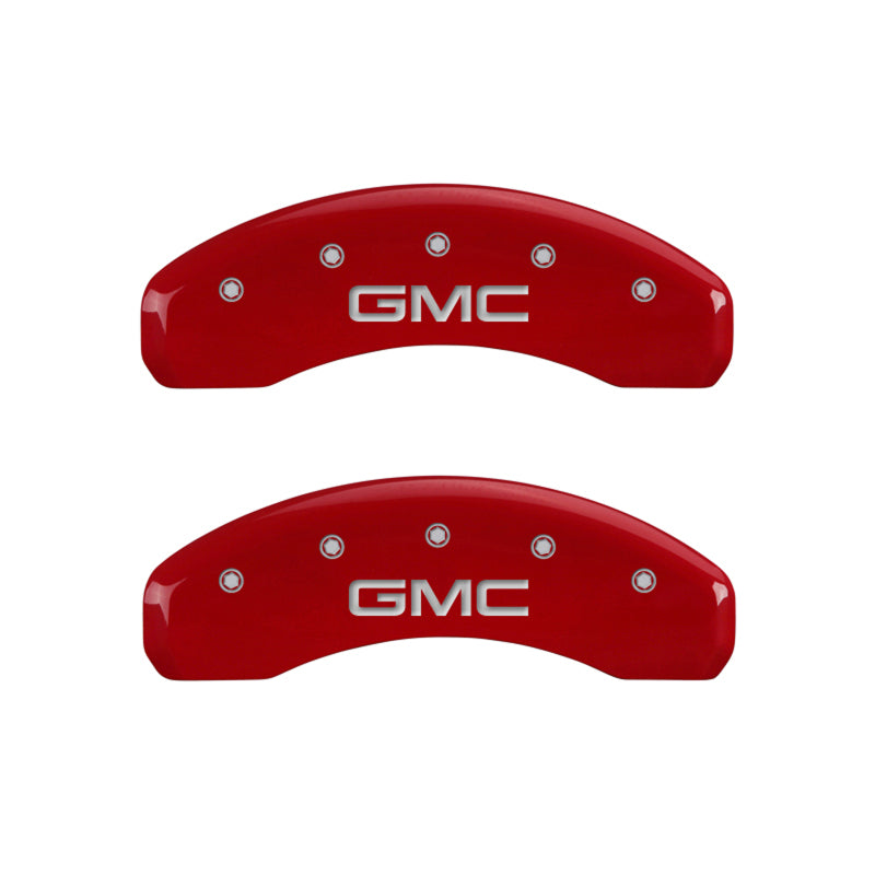 MGP 4 Caliper Covers Engraved Front & Rear GMC Red finish silver ch - GTR Auto
