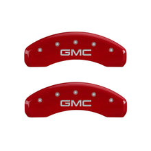 Load image into Gallery viewer, MGP 4 Caliper Covers Engraved Front &amp; Rear GMC Red finish silver ch - GTR Auto