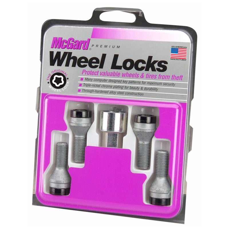 McGard Wheel Lock Bolt Set - 4pk. (Cone Seat) M12X1.25 / 17mm Hex / 22.0mm Shank Length - Black - GTR Auto