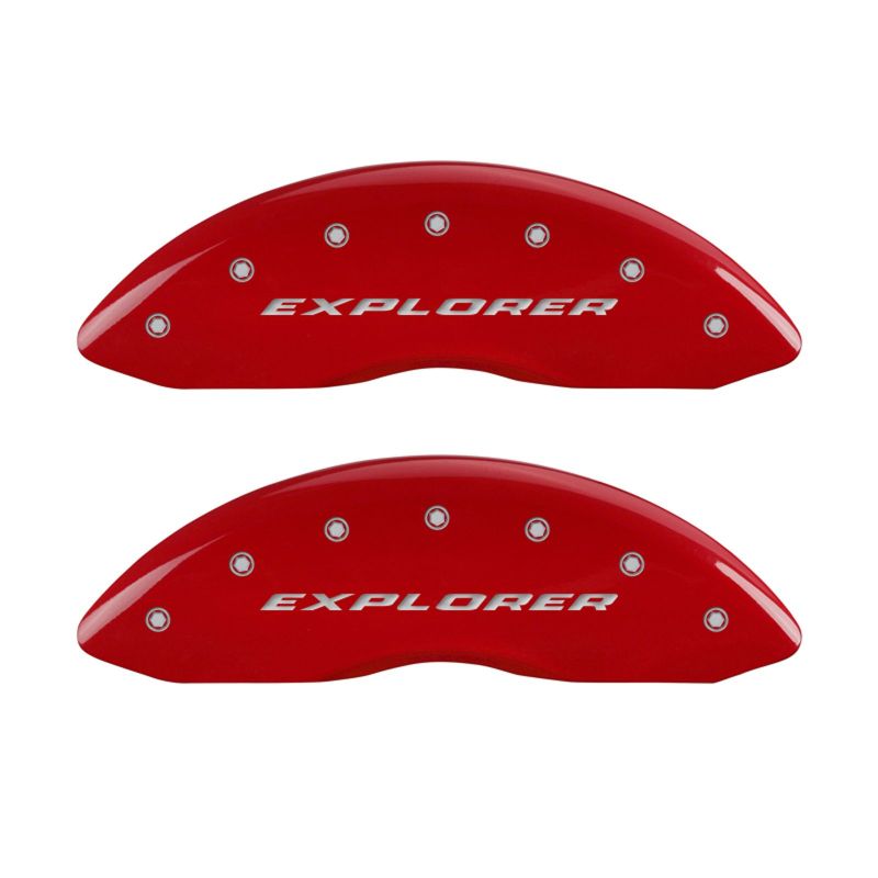 MGP 4 Caliper Covers Engraved Front & Rear Explorer Red finish silver ch - GTR Auto
