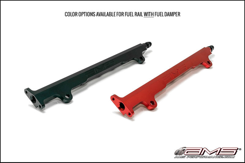 AMS Performance 08-15 Mitsubishi EVO X CNC Machined Aluminum Fuel Rail w/Pulsation Dampener - Red - GTR Auto