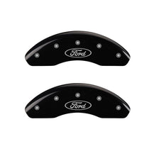Load image into Gallery viewer, MGP 4 Caliper Covers Engraved Front Mustang Engraved Rear SN95/GT Black finish silver ch