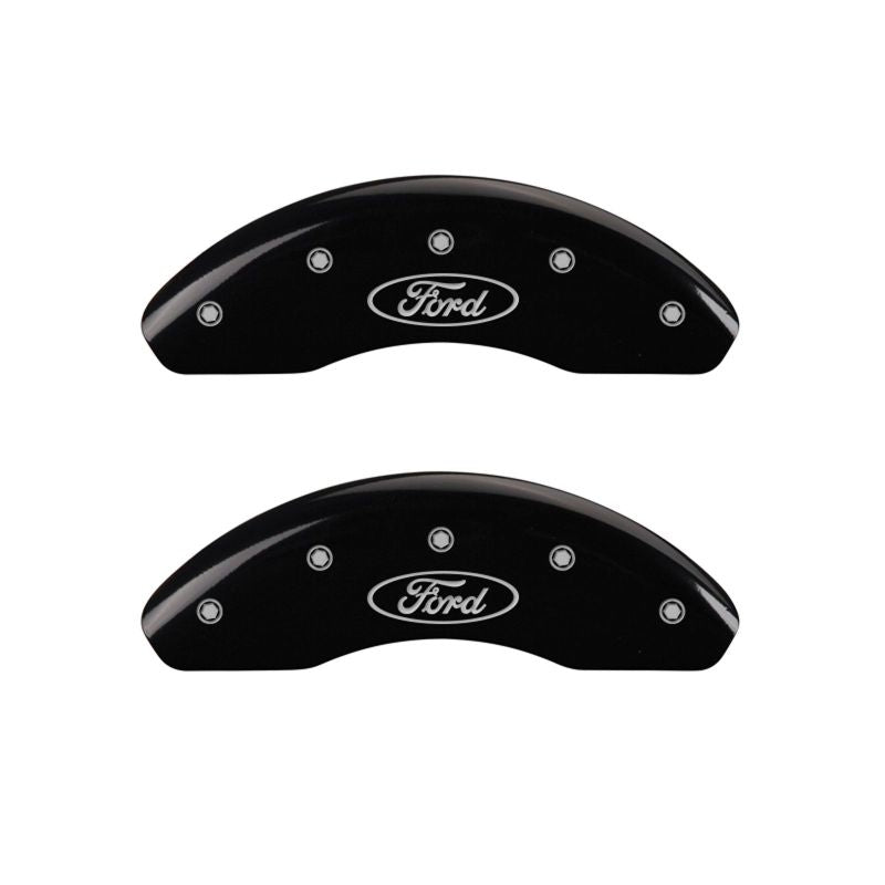 MGP 4 Caliper Covers Engraved Front & Rear Oval logo/Ford Black finish silver ch - GTR Auto