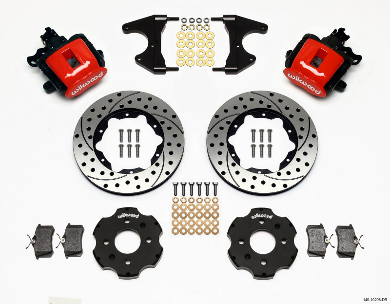 Wilwood Combination Parking Brake Rear Kit 11.00in Drilled Red Civic / Integra Drum 2.46 Hub Offset - GTR Auto
