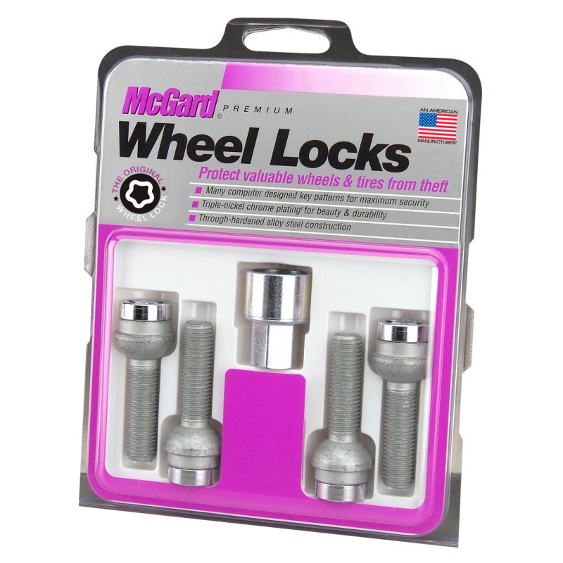 McGard Wheel Lock Bolt Set - 4pk. (Radius Seat) M12X1.5 / 17mm Hex / 20.6mm Shank Length - Chrome - GTR Auto