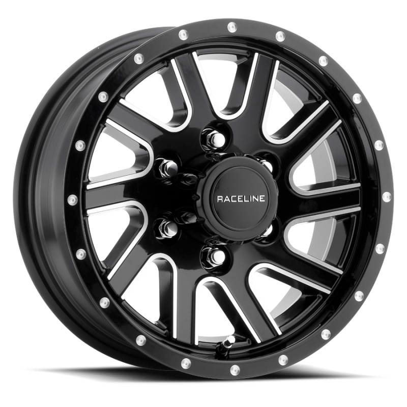 Raceline 820M Twisted 15x6in / 6x139.7 BP / 0mm Offset / 4.25mm Bore - Black & Machined Wheel - GTR Auto