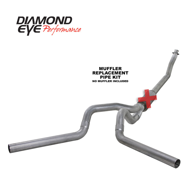 Diamond Eye KIT 4in Turbo Back MFLR RPLCMENT PIPE DUAL AL: 94-02 DODGE CUMMINS 5.9L - GTR Auto