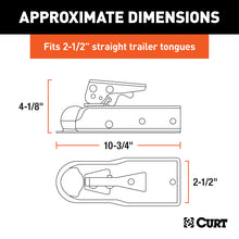 Load image into Gallery viewer, Curt 2in Straight-Tongue Coupler w/Posi-Lock (2-1/2in Channel 3500lbs Zinc)