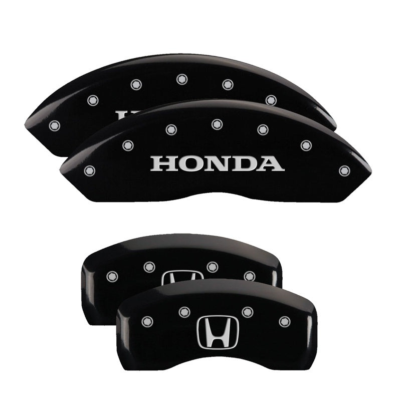 MGP 4 Caliper Covers Engraved Front Honda Engraved Rear H Logo Black finish silver ch - GTR Auto