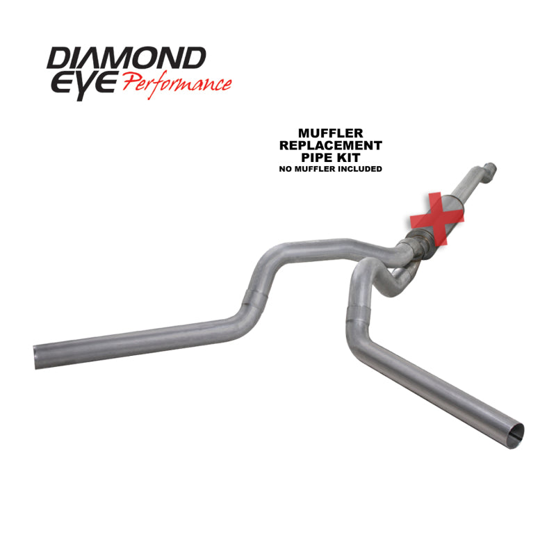 Diamond Eye KIT 4in Catback MFLR RPLCMENT PIPE DUAL AL: 03-07 FORD 6.0L F250/F350 - GTR Auto