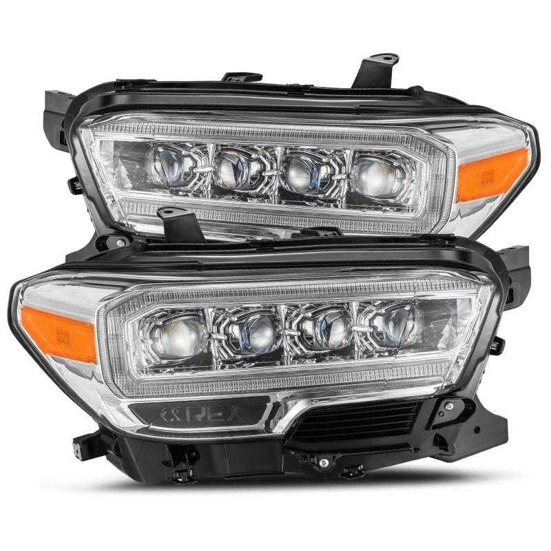 AlphaRex 16-20 Toyota Tacoma NOVA LED Projector Headlights Plank Style Chrome w/Activation Light - GTR Auto