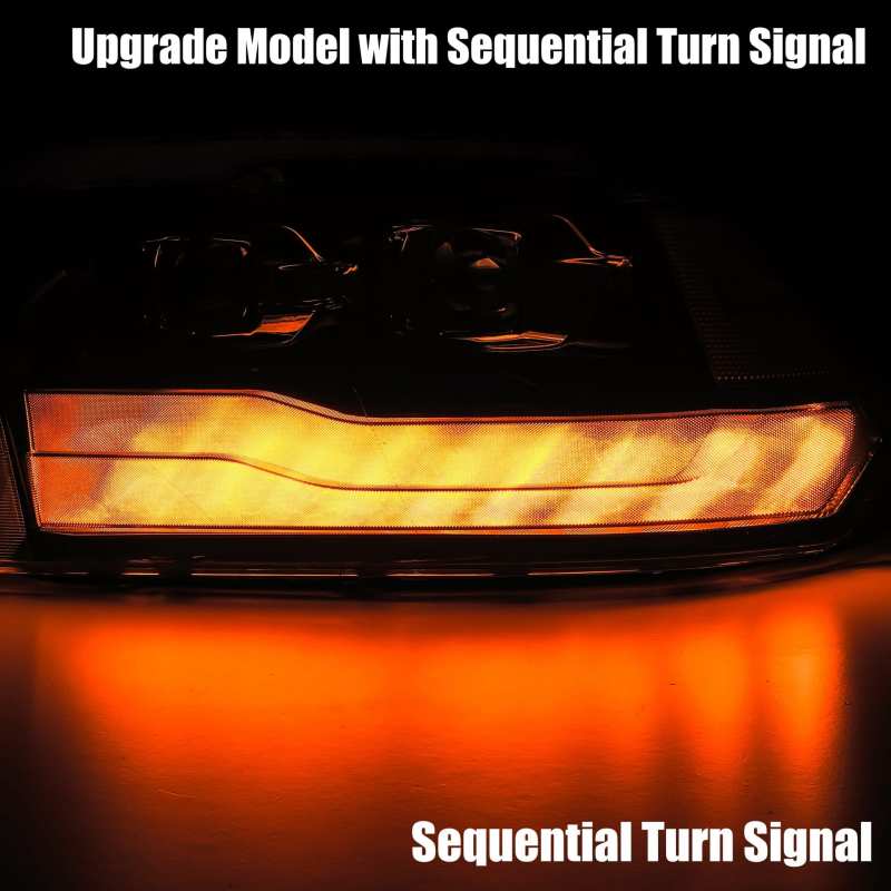 AlphaRex 09-18 Dodge Ram 1500HD LUXX LED Proj Headlights Plnk Style Blk w/Activ Light/Seq Signal/DRL - GTR Auto