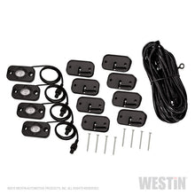 Load image into Gallery viewer, Westin Universal LED Rock Light Kit - 4 Lights - 14ft 9in Wiring Harness &amp; Switch - Black