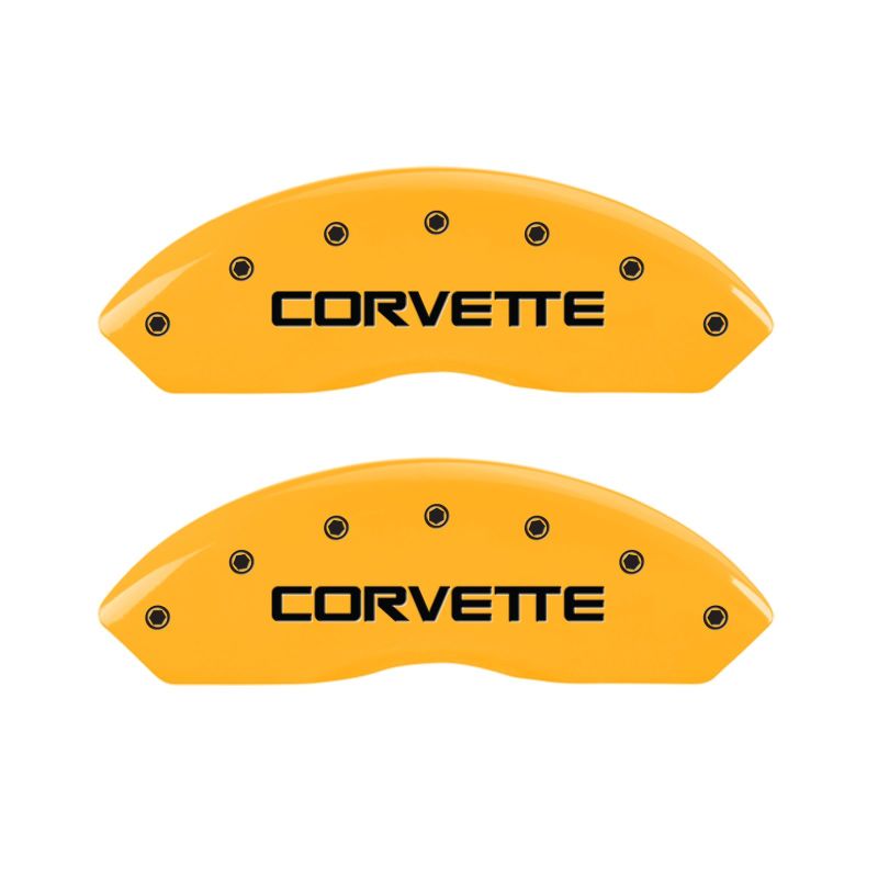 MGP 4 Caliper Covers Engraved F & R C4/Corvette Yellow Finish Black Char 1988 Chevrolet Corvette - GTR Auto