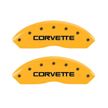 Load image into Gallery viewer, MGP 4 Caliper Covers Engraved F &amp; R C4/Corvette Yellow Finish Black Char 1988 Chevrolet Corvette - GTR Auto