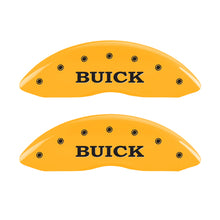 Load image into Gallery viewer, MGP 4 Caliper Covers Engraved Front Buick Rear Yellow Finish Black Char 2007 Buick Lucerne