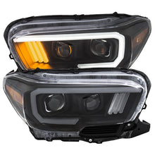 Load image into Gallery viewer, ANZO 2016-2017 Toyota Tacoma Projector Headlights w/ Plank Style Design Black/Amber w/ DRL - GTR Auto