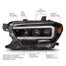 Load image into Gallery viewer, ANZO 16-22 Toyota Tacoma SR/SR5 ONLY Full LED Proj Headlights w/Light Bar Seq. Blk w/Initiation Lgt - GTR Auto
