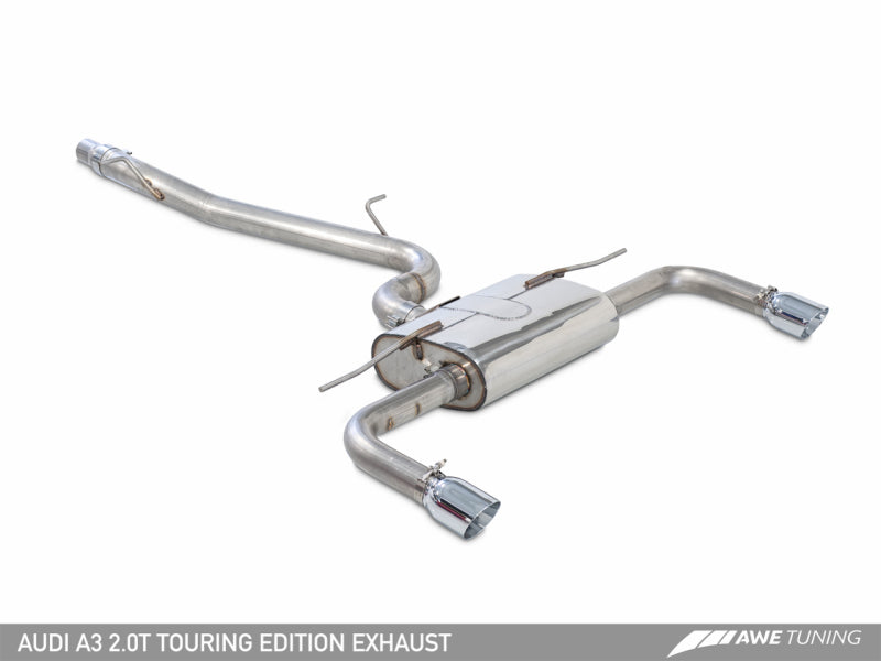 AWE Tuning Audi 8V A3 Touring Edition Exhaust - Dual Outlet Diamond Black 90 mm Tips - GTR Auto